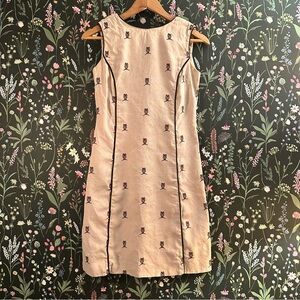 Sleeveless Beige Embroidered Shift Dress